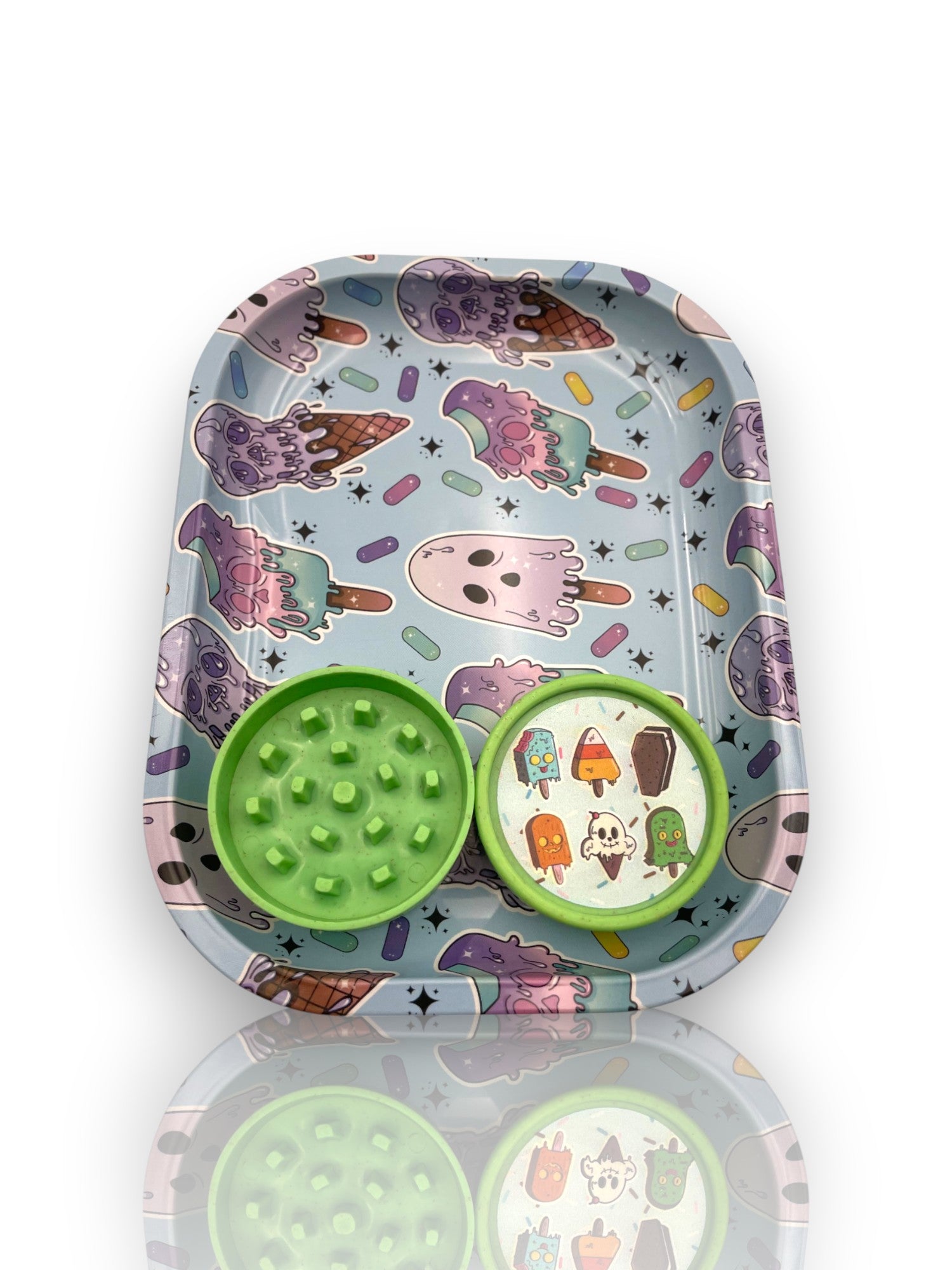 Image of 🔥 Kit Charola + Grinder – Diseño Psicodélico y Divertido 🔥
🎨 Combina estilo, orden y funcionalidad en cada rolado 🎨