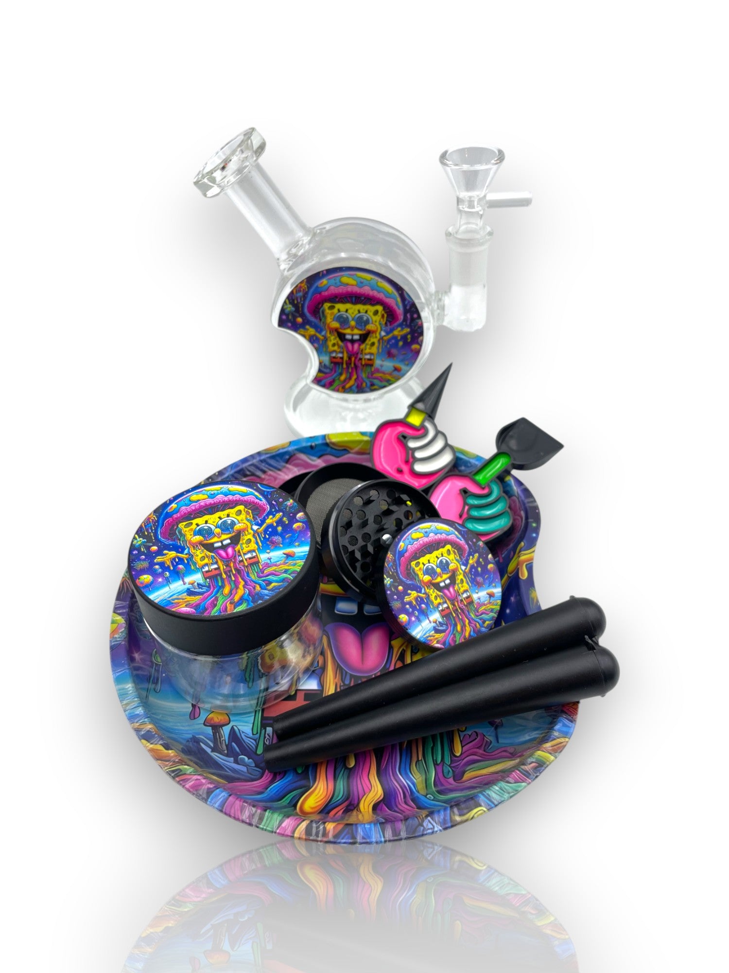 Image of 🔥 Kit Bong con Estuche – Bob Full Trip 🔥
🌈 Diseño psicodélico, portabilidad total 🌈
